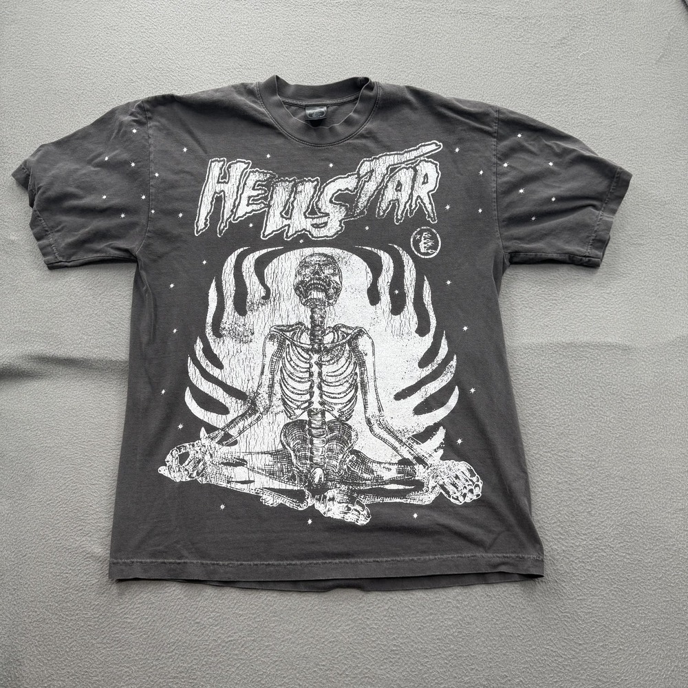 Hellstar Shirt Mens Large Black Skeleton Reach Your Inner Peace Graphic Tee